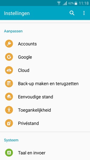 Scroll naar en selecteer Accounts