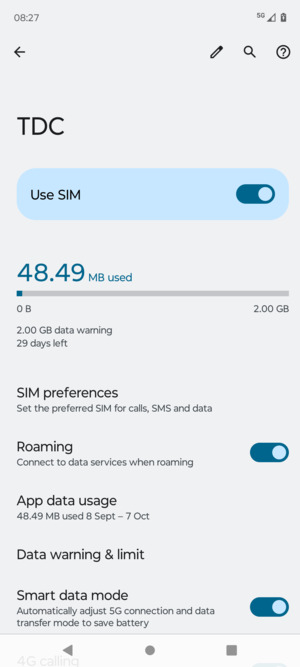 Turn Roaming on or off