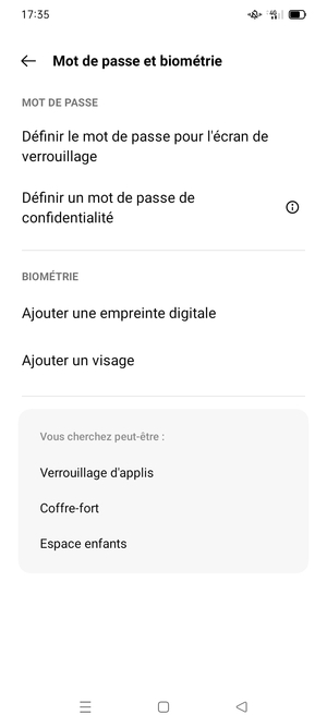 Sélectionnez Définir le mot de passe pour lécran verrouillage