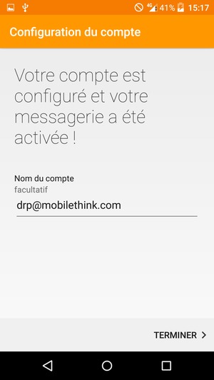 Donnez un nom à votre compte et sélectionnez TERMINER