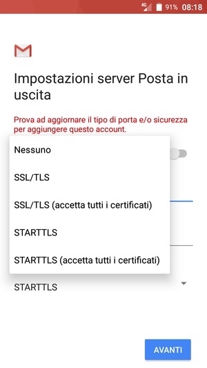 Seleziona Nessuno e AVANTI