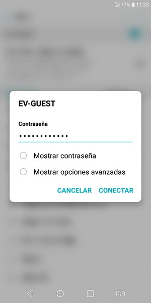 Introduzca la contraseña de Wi-Fi y seleccione CONECTAR