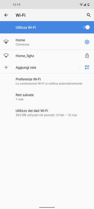 Ora sei connesso alla rete Wi-Fi