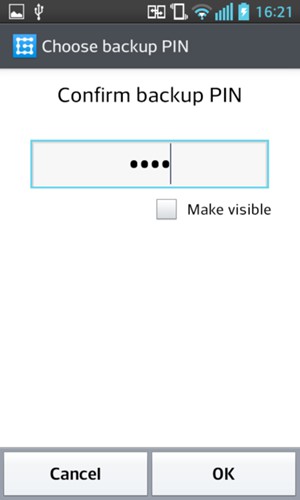 Confirm your Backup PIN and select OK