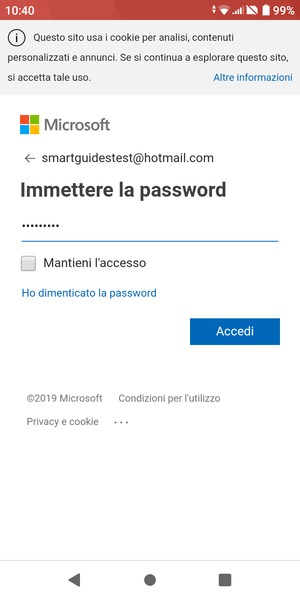 Inserisci la tua password e seleziona Accedi