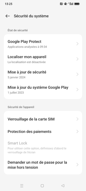 Sélectionnez Verrouillage de la carte SIM