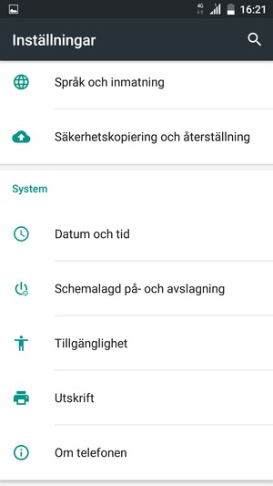 Scrolla till och välj Om telefonen