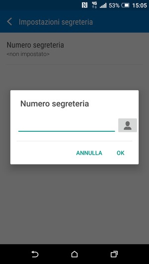 Inserisci il numero della segreteria telefonica e seleziona OK