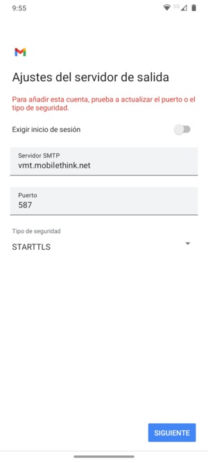 Seleccione Tipo de seguridad