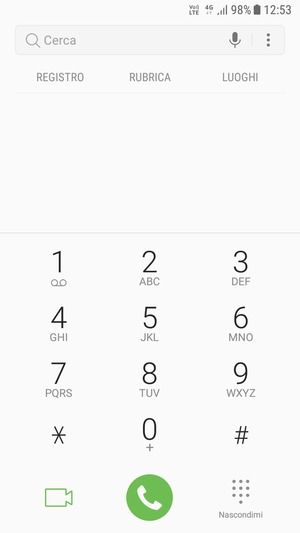 Premi e tieni premuto il numero 1