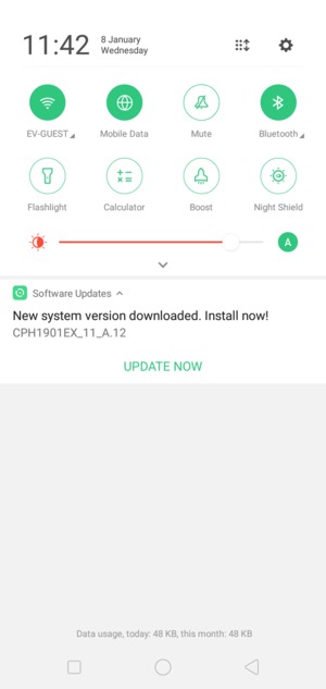 Slide down the top menu again