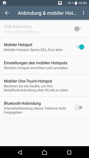 Ihr Handy ist jetzt für die Verwendung als Modem eingerichtet