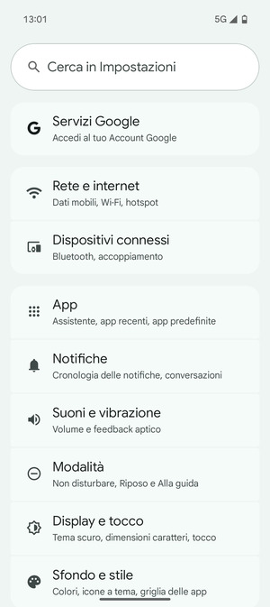 Seleziona Rete e internet
