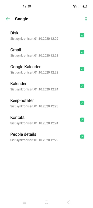 Kryss av i alle avkrysningsboksene og velg menyknappen