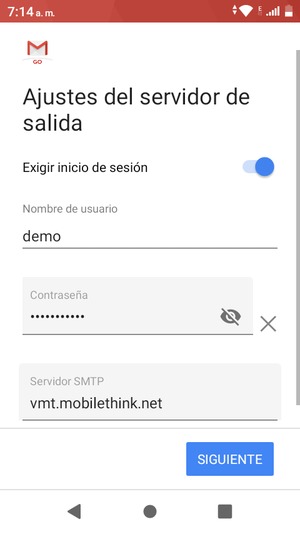 Introduzca la dirección de servidor saliente