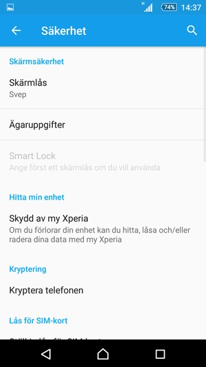 Välj Skärmlås