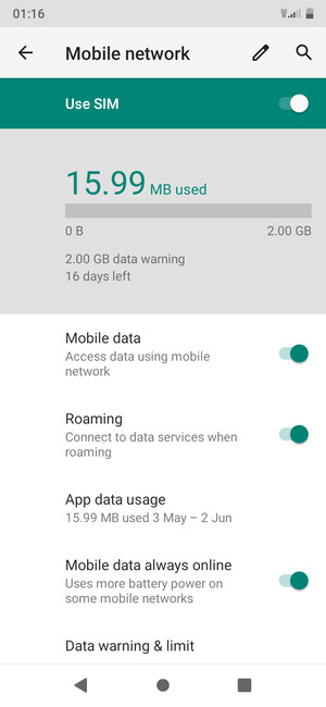 Turn Roaming on or off