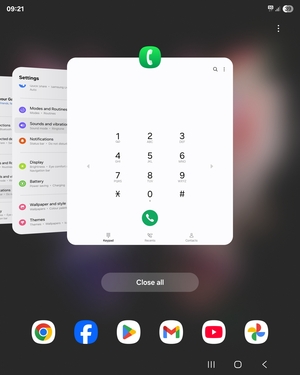 Select Close all to close all running apps