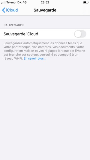 Activez Sauvegarde iCloud