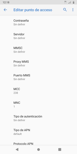 Desplácese hacia abajo e introduzca la información de Internet