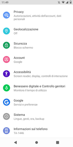 Scorri e seleziona Sicurezza