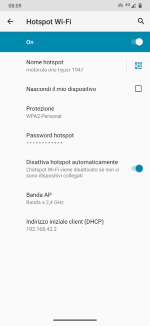 Il telefono è ora pronto per essere usato come modem