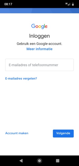 Voer uw Gmail adres in en selecteer Volgende