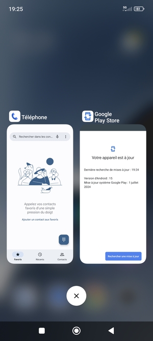 Sélectionnez l'icône Supprimer pour fermer toutes les applis en cours d'exécution