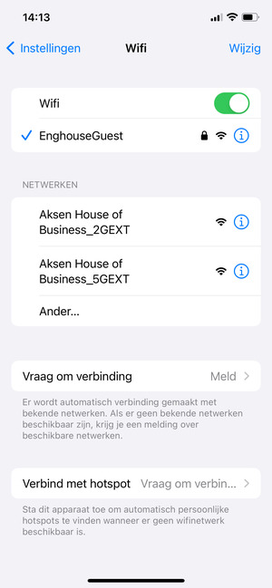 U bent nu verbonden met het WiFi-netwerk