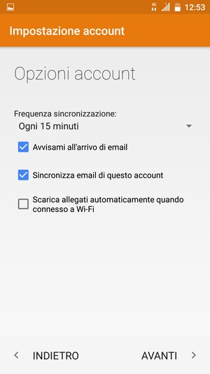 Seleziona AVANTI
