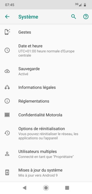 Faites défiler et sélectionnez Mises à jour du système