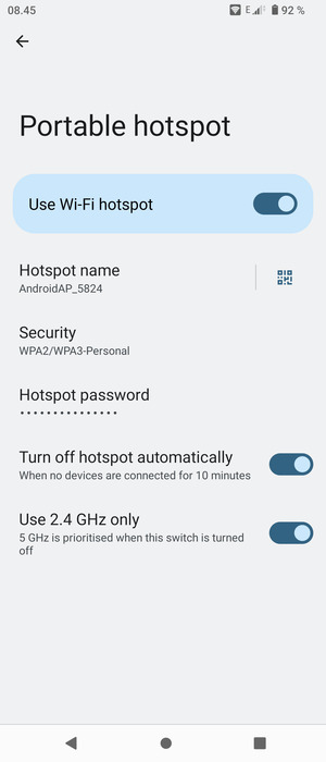 Your phone is now set up for use as a modem