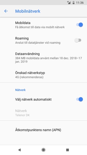 Välj Önskad nätverkstyp