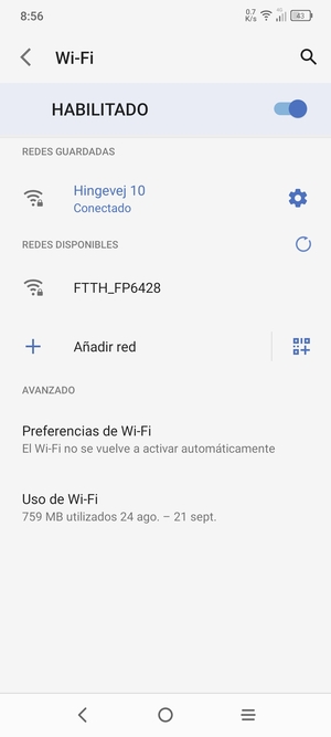 Ahora está conectado a la red Wi-Fi