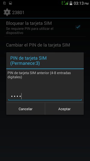 Introduzca su PIN de tarjeta SIM anterior y seleccione Aceptar