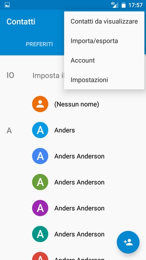 Seleziona Importa/esporta