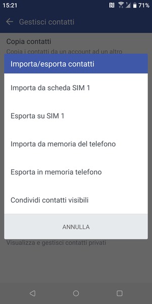 Seleziona Importa da scheda SIM