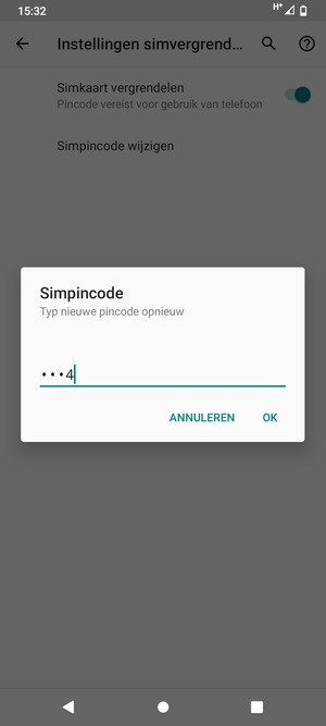 Bevestig uw nieuwe simpincode en selecteer OK