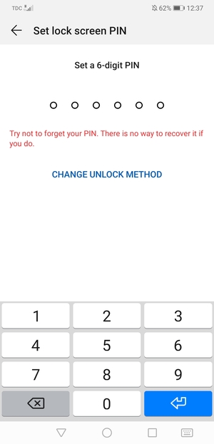Select CHANGE UNLOCK METHOD