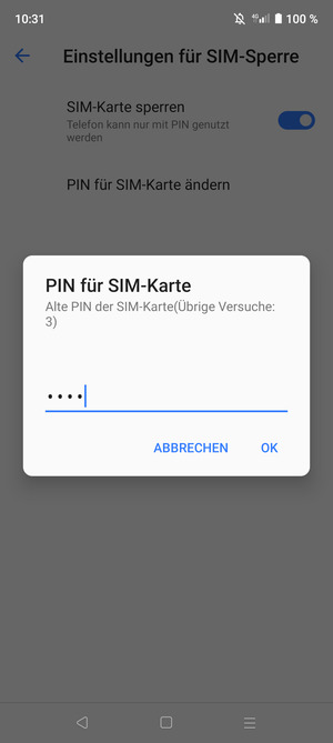 Geben Sie Ihre Neue PIN der SIM-Karte ein und wählen Sie OK