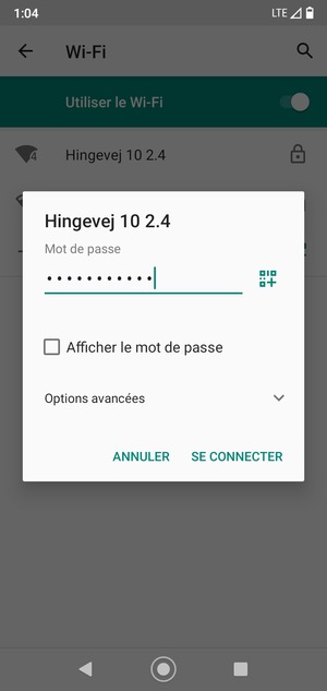 Saisissez le mot de passe du Wi-Fi et sélectionnez SE CONNECTER