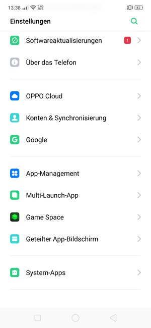 Scrollen Sie und wählen Sie System-Apps