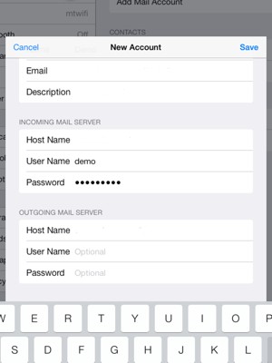 Enter email information for OUTGOING MAIL SERVER and select Save