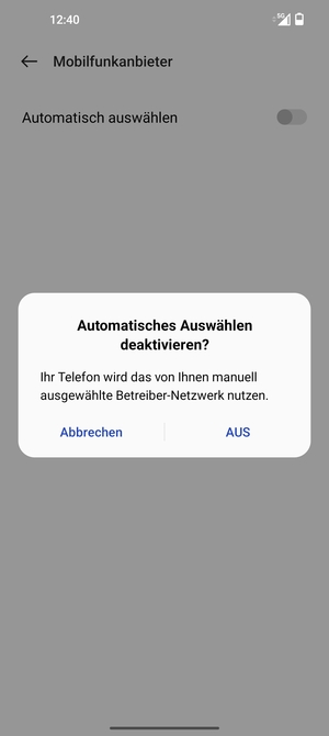 Wählen Sie AUS