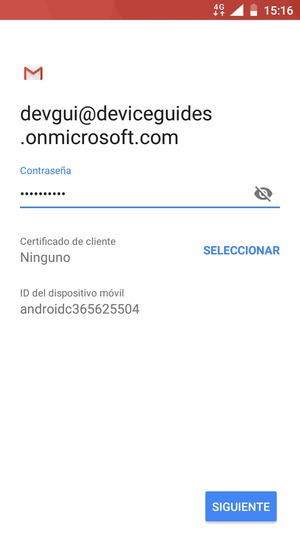 Introduzca su contraseña y seleccione SIGUIENTE