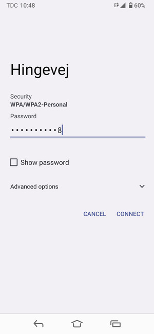 Enter the Wi-Fi password and select CONNECT