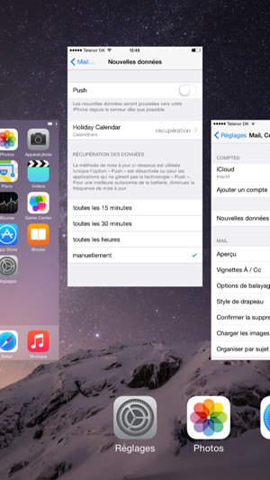 Faites glisser les applis vers le haut pour les fermer. Ceci économisera la batterie.