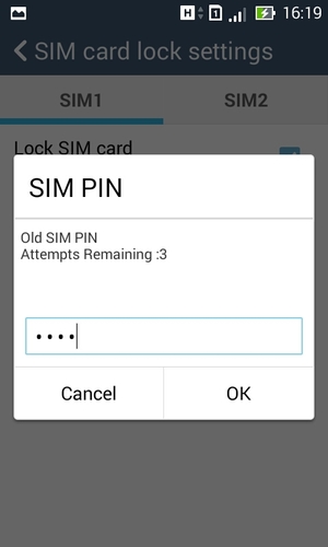Enter your Old SIM PIN and select OK