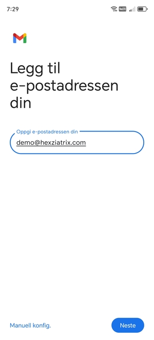 Skriv inn e-postadresse og velg Neste