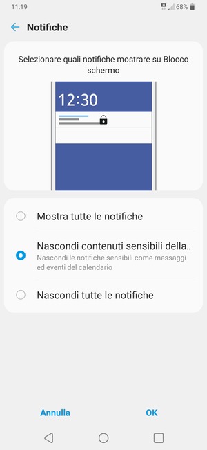 Seleziona la tua opzione preferita e poi OK
